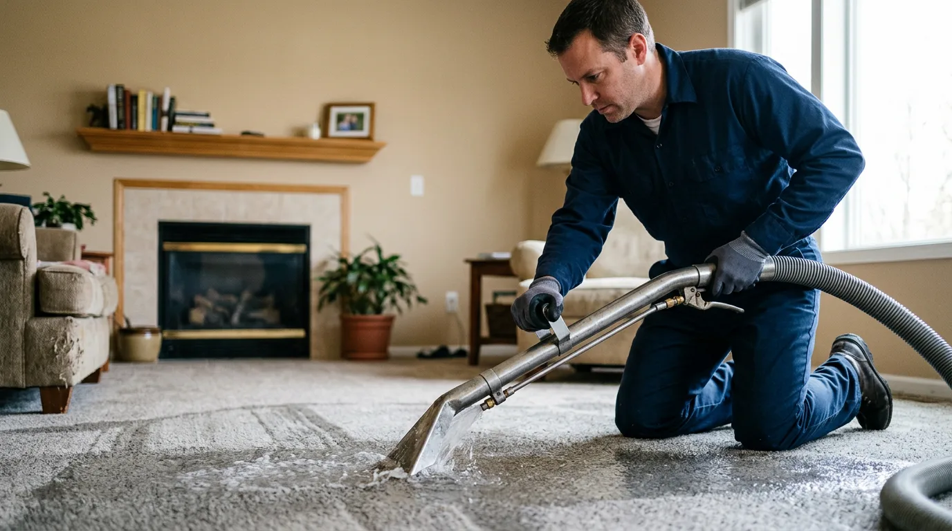 Water damage restoration technician working near Bridgeport, TX